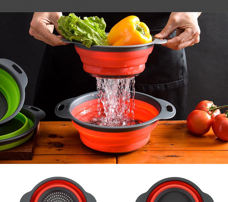 Retractable Double-Layer Colander & Fruit Basket: Space-Saving Kitchen Vegetable Wash Basket