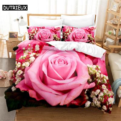 Juego de Cama Queen Rosa Funda Nórdica Juego de Ropa de Cama Edredón Ropa de Cama Juegos de Ropa de Cama Tamaño King Funda Nórdica Juego de Ropa de Cama