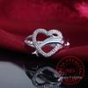 Hochwertiger Delfin Herz Kristall Unendlichkeit Partnerring 925 Sterling Silber Ringe für Damen Herren Bague Argent 925