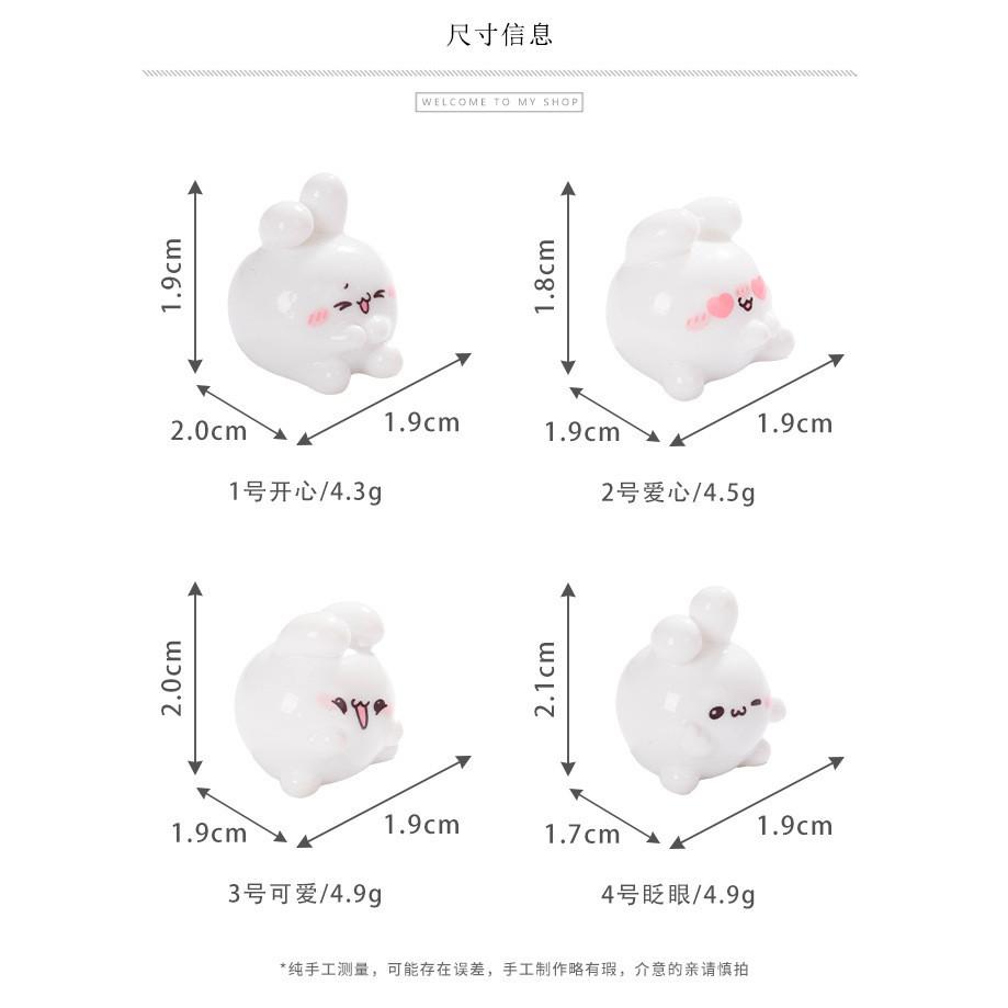 1 Set Cartoon White Rabbit Cat Miniatures Resin Animal Ornaments Fairy Garden Decoration Micro Landscape 4Pcs 1-2cm