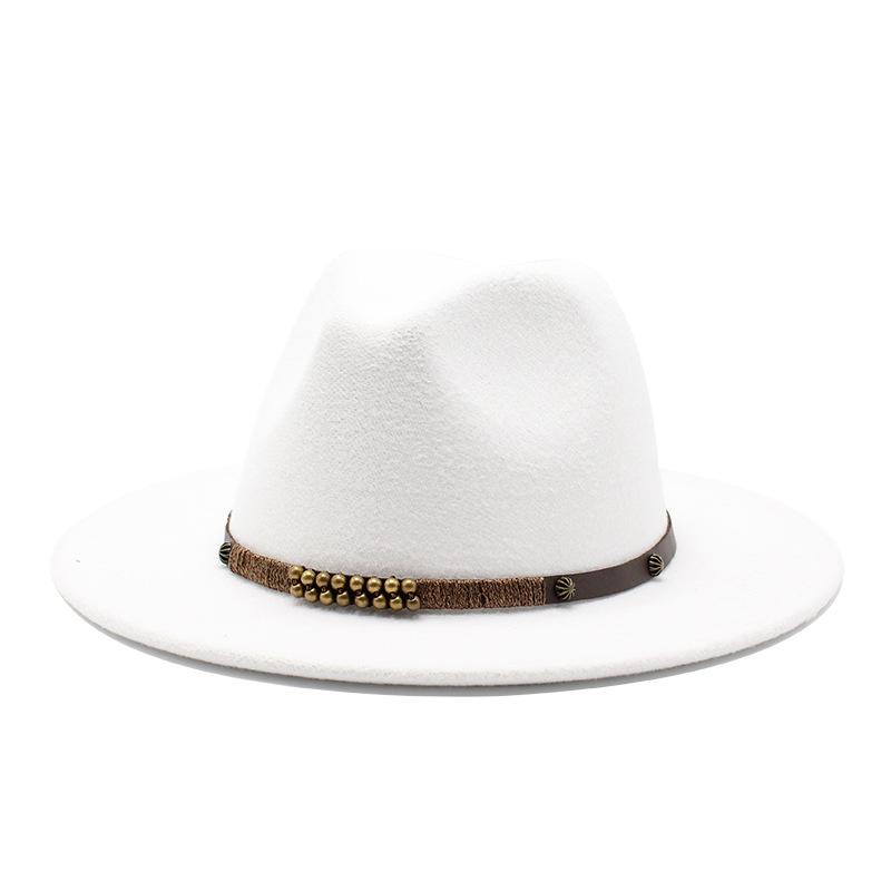 Woolen Jazz Hat British Style Men'S And Women'S Retro Flat-Brimmed Hat Wool Felt Hat Big Brim Top Hat