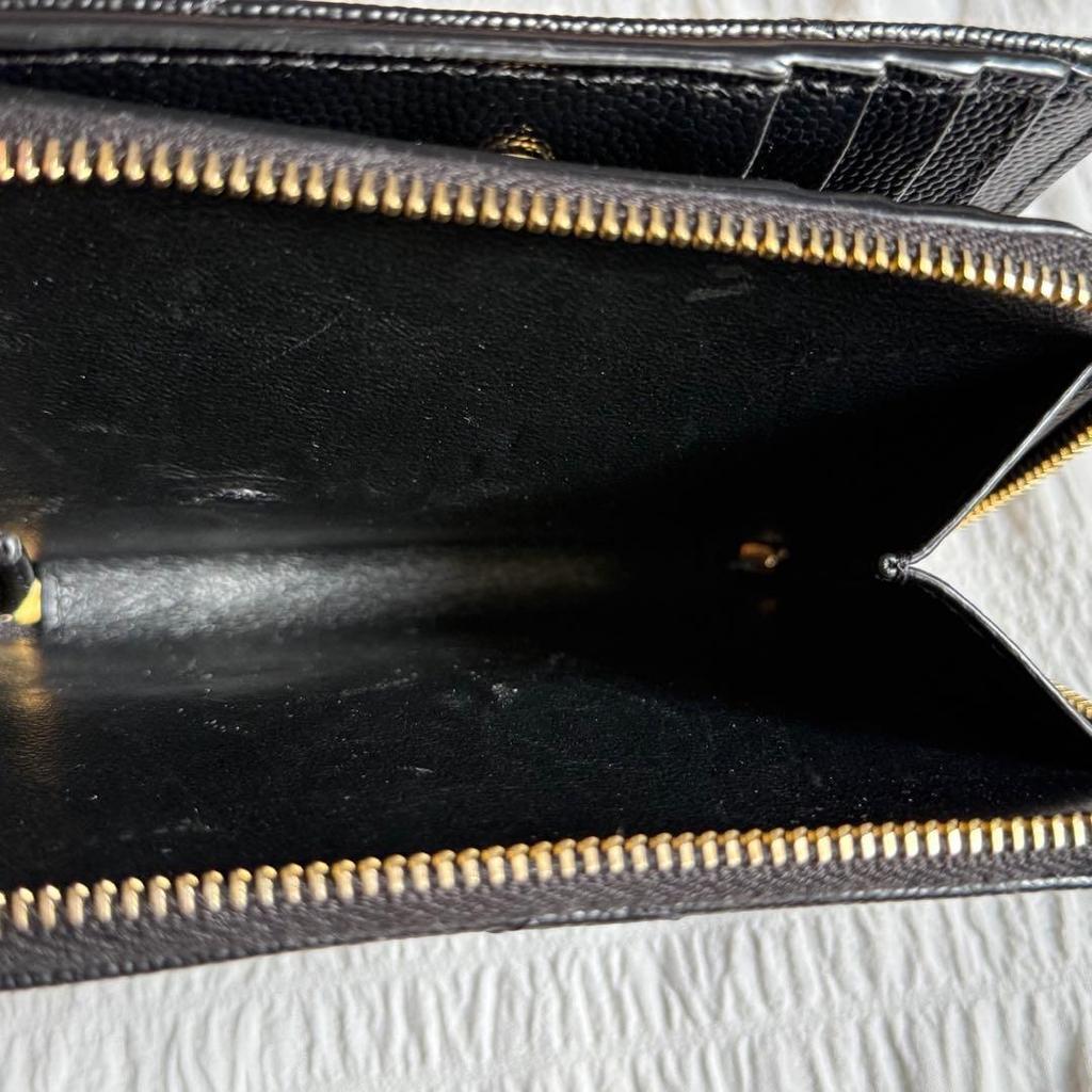 Used SAINT LAURENT BOW01 1000 Monogram Zipper Wallet
