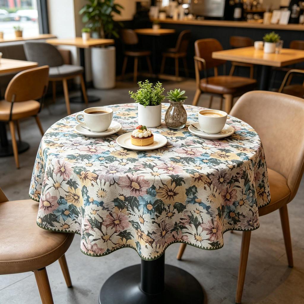 Tavola da Pranzo Cucina Area Relax Decorazione Lavabile Piccolo Tessuto Cotone Rotonda Tovaglia