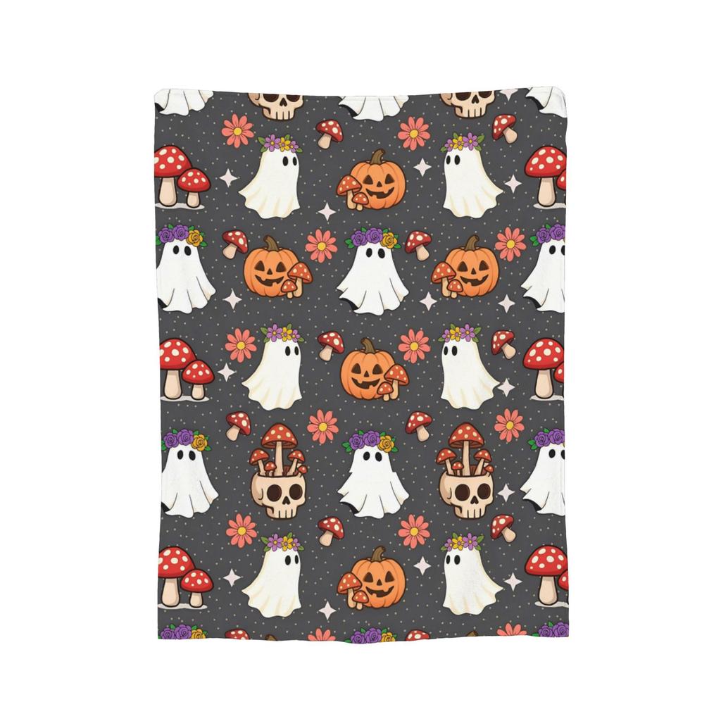 Halloween Ghosts Foral Blankets Fleece Summer Air Conditioning Pumpkin Portable Super Soft Throw Blanket for Home Travel Quilt