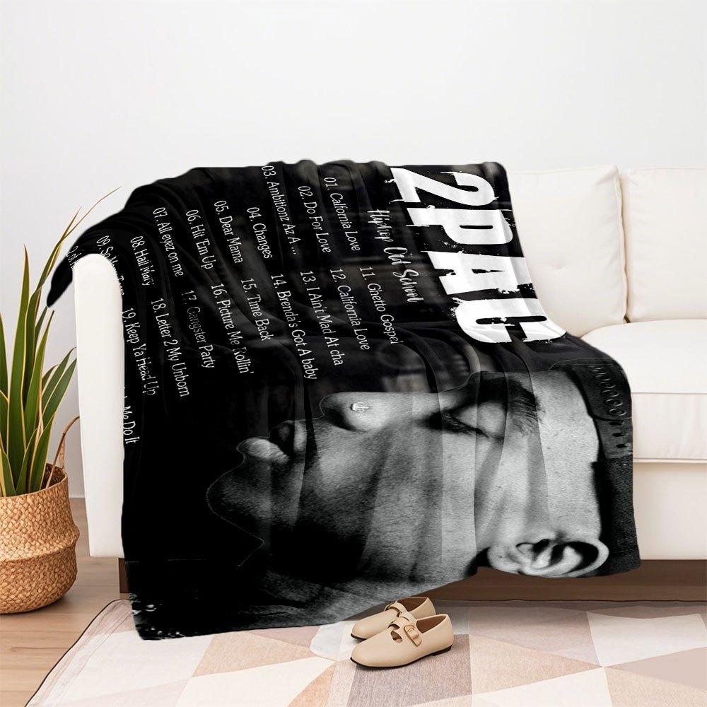"2Pac: Die größten Hits Kollektion" Flanell-Kuscheldecke für Sofa, Bett, Reisen, Camping, Büro, Couch, Stuhl und Bett Geschenk für Chr