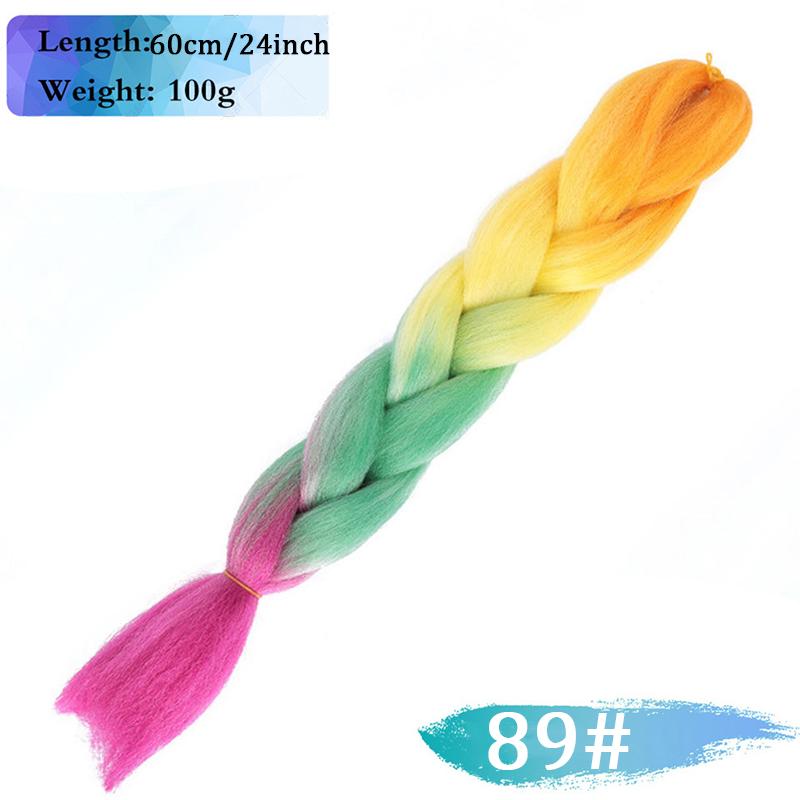 

24-дюймовый синтетический трехцветный плетеный накладной парик из волос с яркой косой и хвостиком, подходящий для повседневного косплея на вечеринку и Хэллоуин