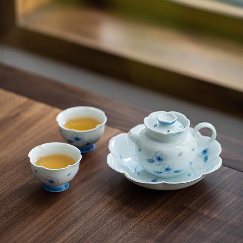 Jialang Underglaze Blue & White Floral Ceramic Tea Set