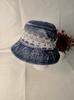 Versatile lace old washed denim bucket hat women spring and summer plain face covering face small bucket hat sunshade basin hat