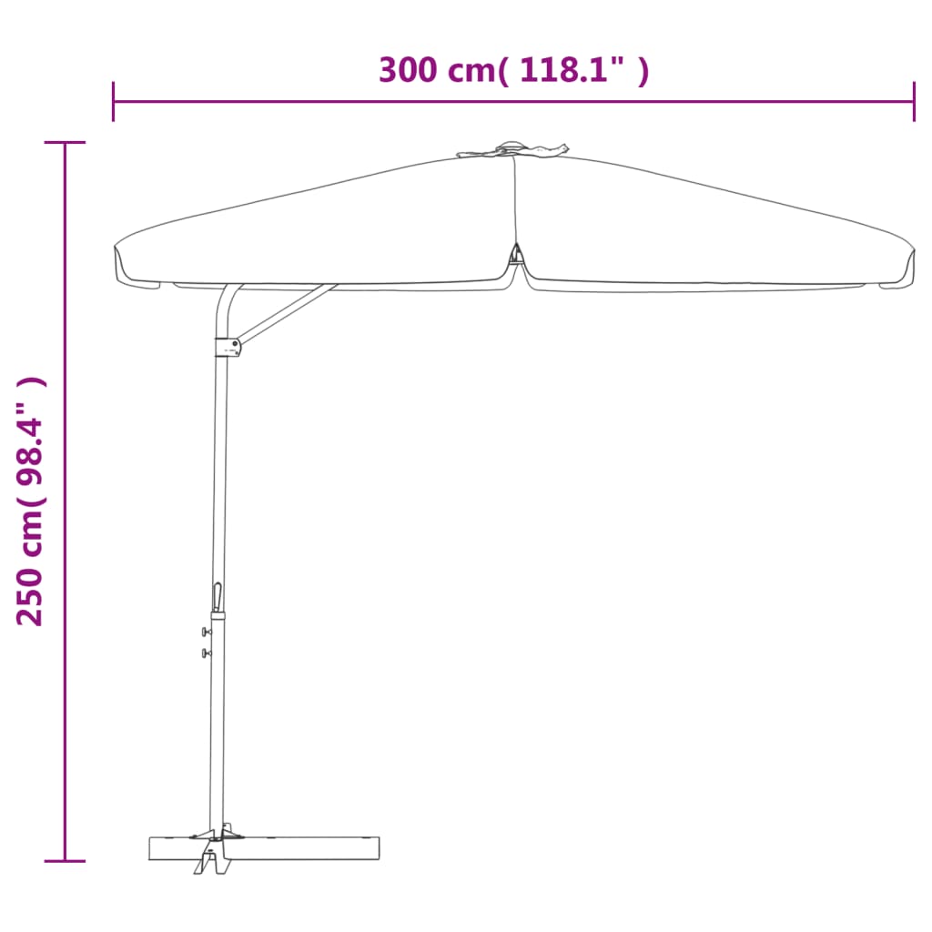 300 Cm Steel Mast Sun Umbrella In Sand White