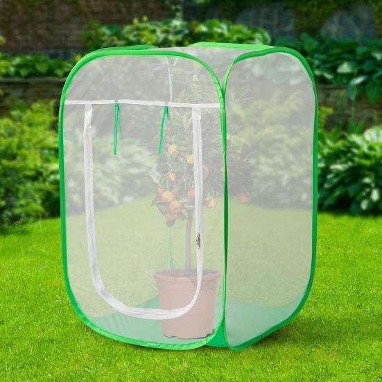 Pop-Up Plant Protection Cover Plants Freeze Protection Tent with Zipper Door Plant Protector Enclosure Frost Cover for Indoor Outdoor Plants Potted