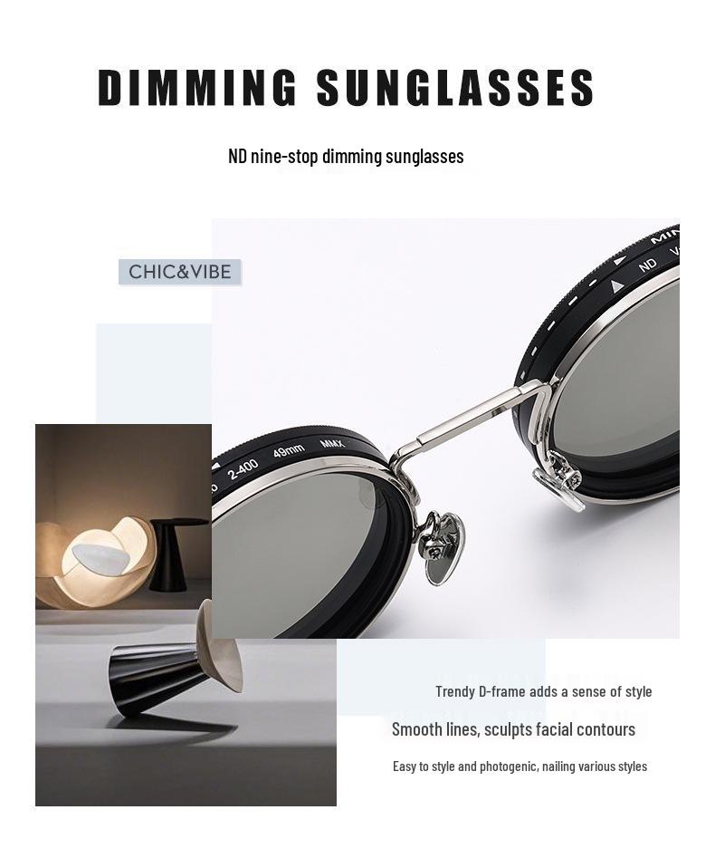ND9 Adjustable Dimming Polarized Sunglasses: Retro, Anti-UV, Ideal for Fishing & Driving