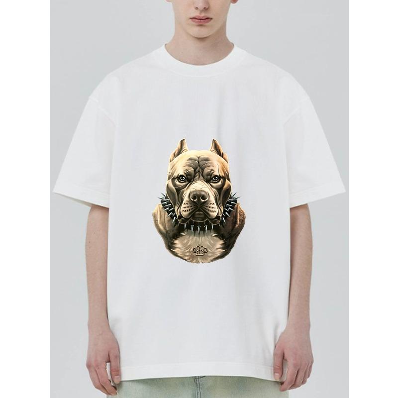 

Men s Black T-Shirt With Pitbull Dog Graphic And Logo Print Casual Streetwear Style For Everyday Wear XXXXL