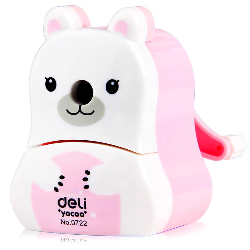Deli 0722 Cute Polar Bear Hand-Crank Pencil Sharpener красный