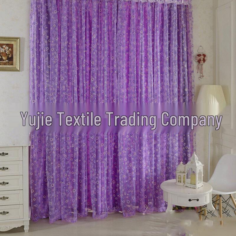 Offset Printing Transparent Window Curtains - Ready-Made Yarn Circle Design.