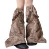 Damen Subkulturen Punk Netz-Spleißung Tie-Dye Beinwärmer Ösen PU-Riemen Kette Ausgestellte Baggy Fußabdeckungen Lange Socken