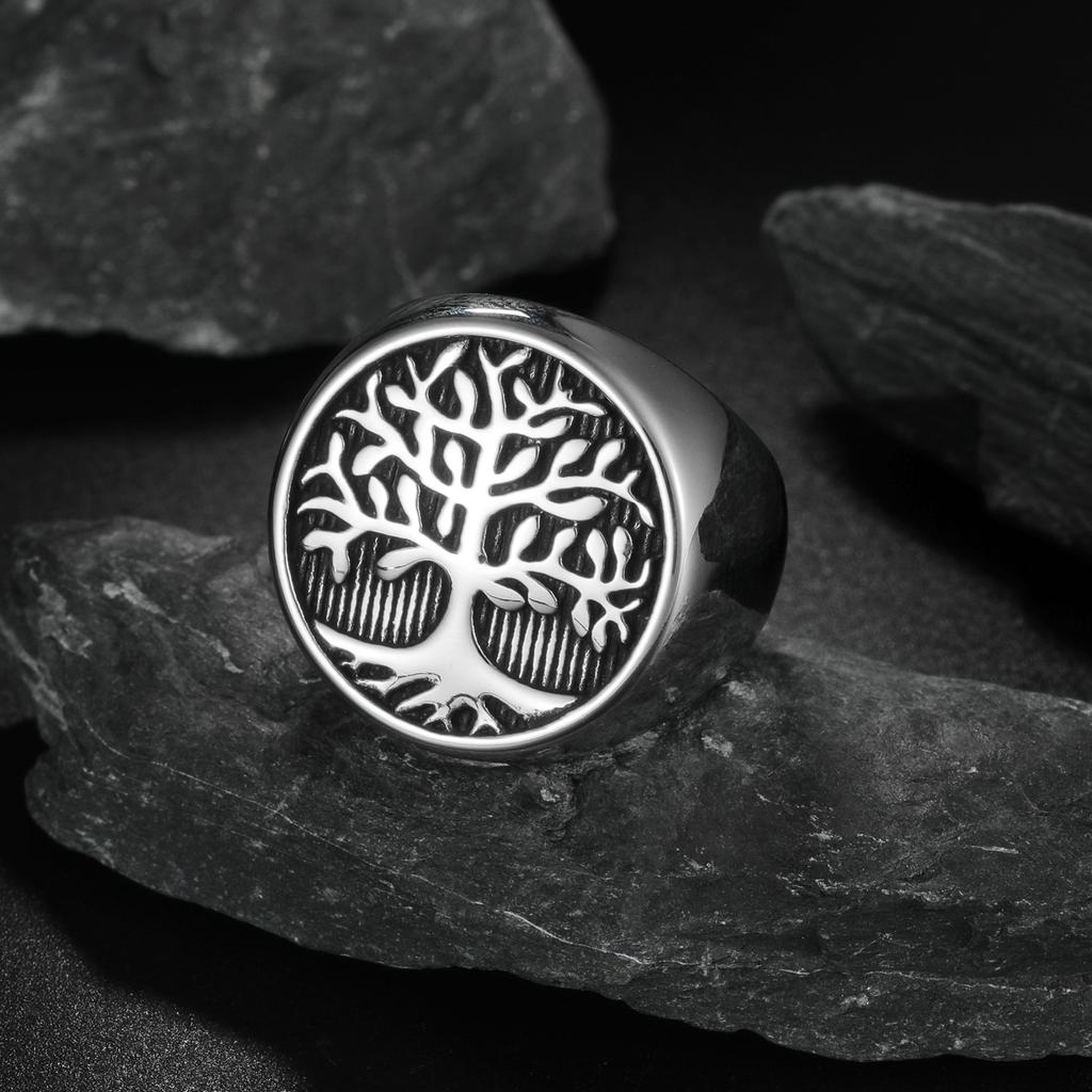 European and American Seal Hand Jewelry Creative Tree of Life Ring Casting Men's Ring