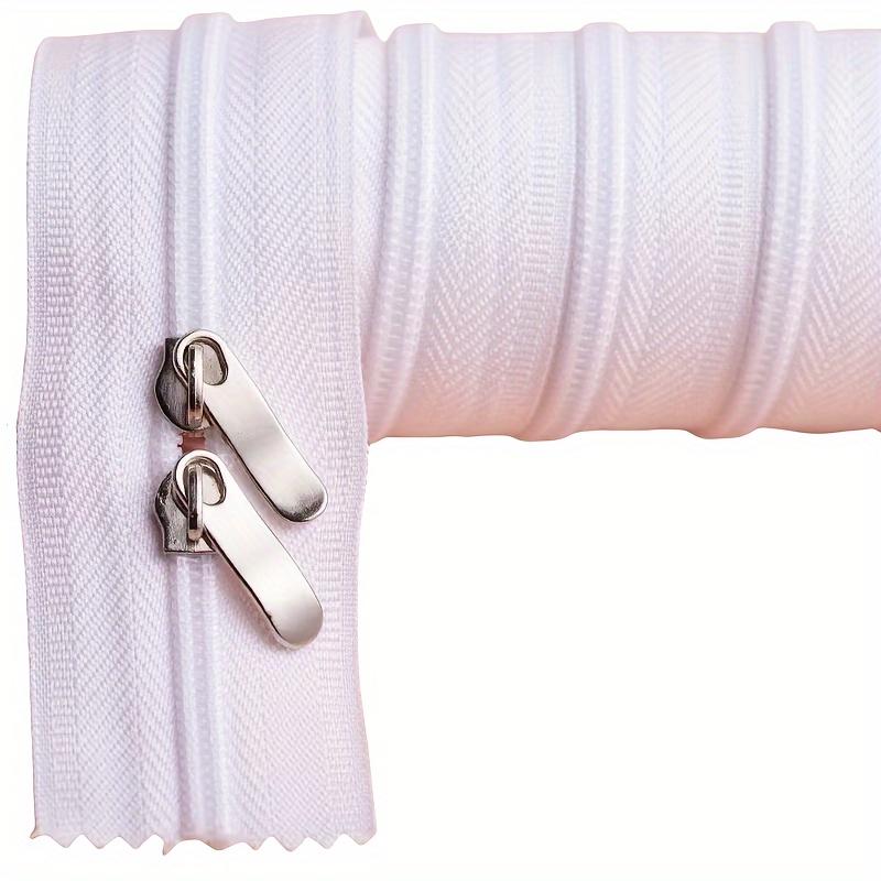 1pc Heavy-Duty Nylon Double-Headed Zipper Pulls Thickened & Elongated Multi-Purpose Zipper Accessories for Quilts, Pillows, Cushions White