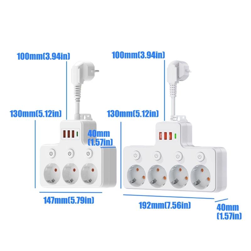 Universal Power Strips With Individual Switches Safe ABS Construction Ideal For Charging Devices Convenient Use