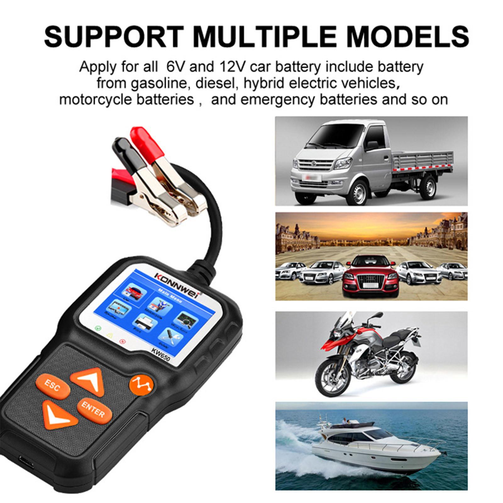 

KW650 6V-12V Автомобильный мотоцикл Тестер аккумуляторной газонокосилки