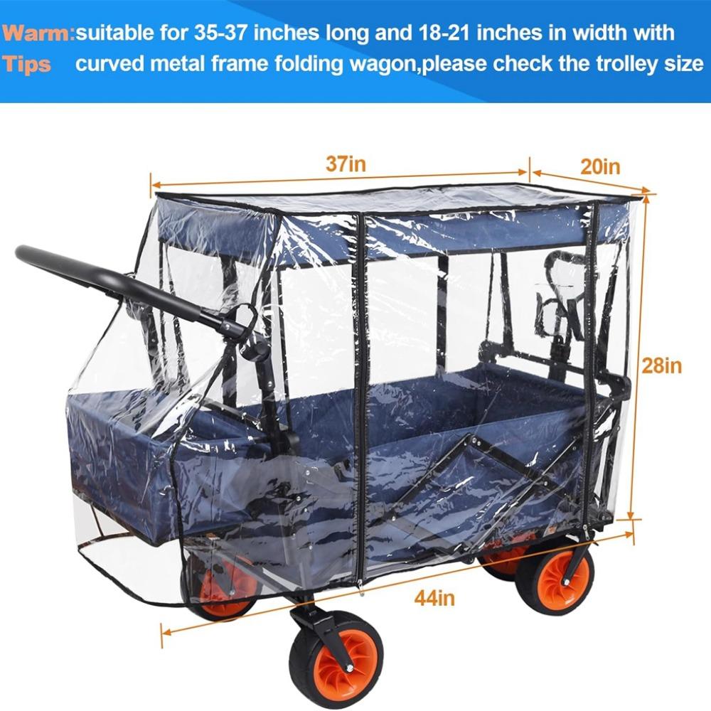 Rain Cover for Wagon, Wagon Rain Wind Cover Waterproof Push-Pull Wagon Rain Cover Canopy Folding Trolley Cart Accessories