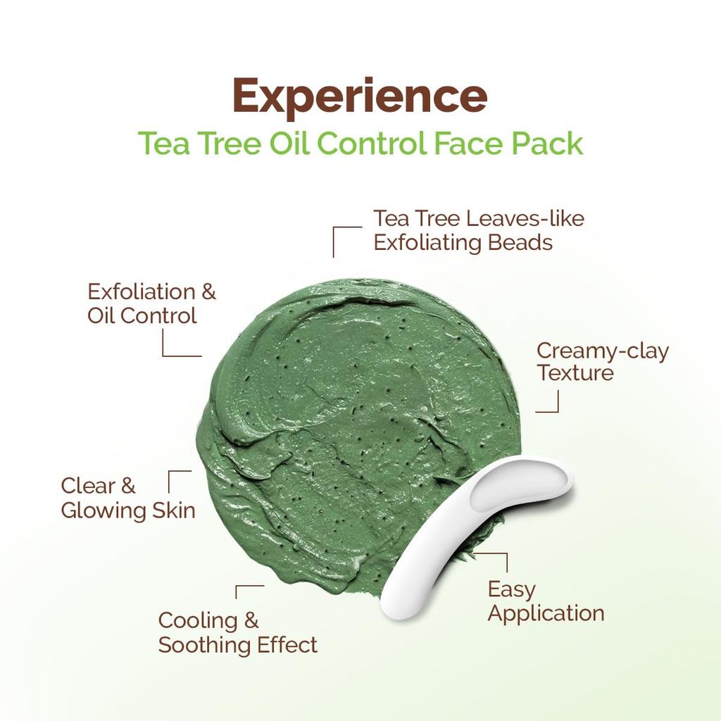 Mamaearth Tea Tree Oil Control Face Pack For Oily Skin 200G Clay Mask Clears Pores Reduces Acne DIY Texture No Harmful Chemicals