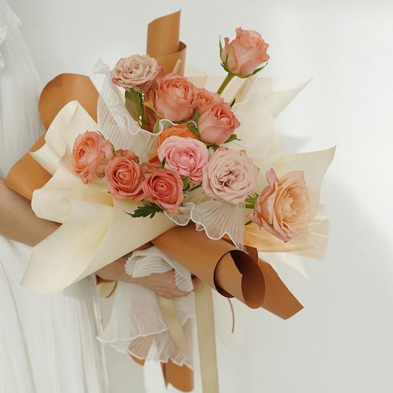 Verpackungsmaterial Zubehör 28X400cm Blumeneinwickelpapier Perlenwellengarn Spitze Netz Florist Bouquet Party Valentinstagsgeschenk