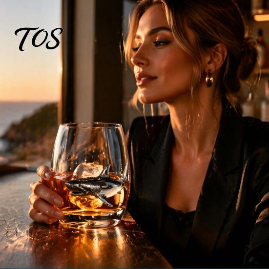 Elegant Seaside Drinking Glass Octopus Tumbler, 350ml Stemless Wine Glass, Whale Dolphin Turtle Unique Marine Life Gift Sea Creature Cup, Handcrafted