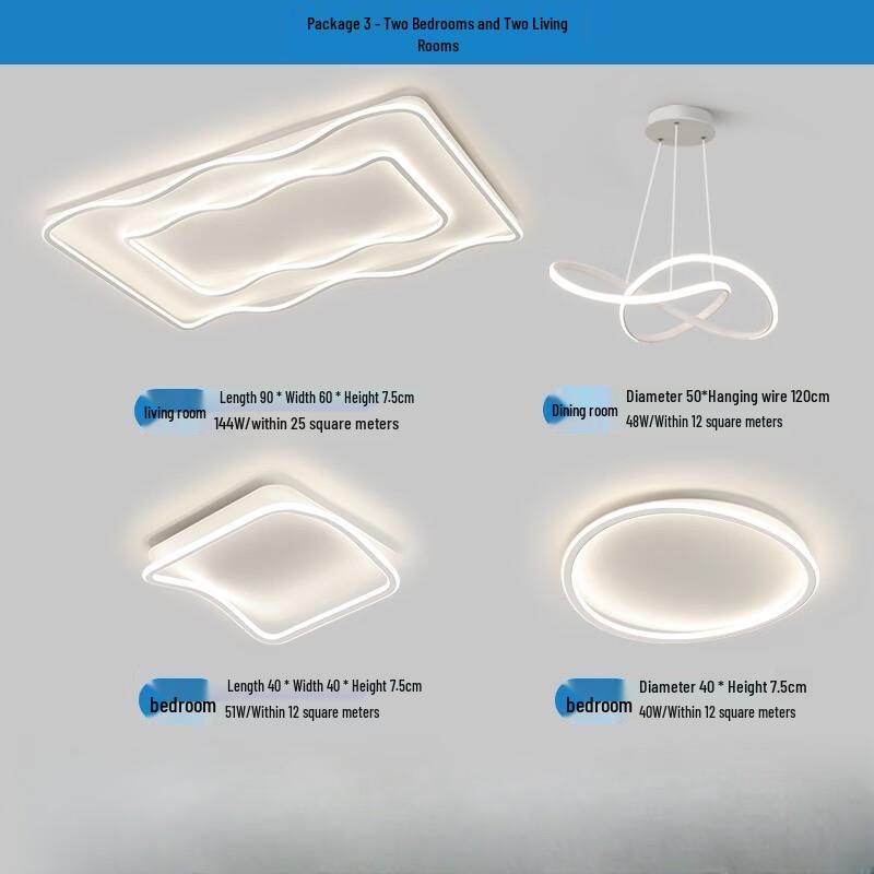 UOSU Modern Full-Spectrum LED Living Room Ceiling Light Set