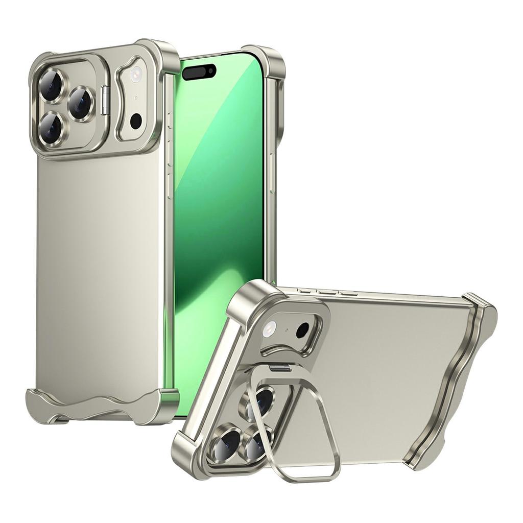 For iPhone 17 Pro Max Bumper Case Lens Kickstand Heat Dissipating Metal Corner Phone Cover