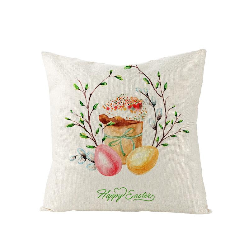 Watercolor Bunny Egg Easter Pillow Cover Nordic Office Sofa Polyester Cushion Cover Home Furnishings