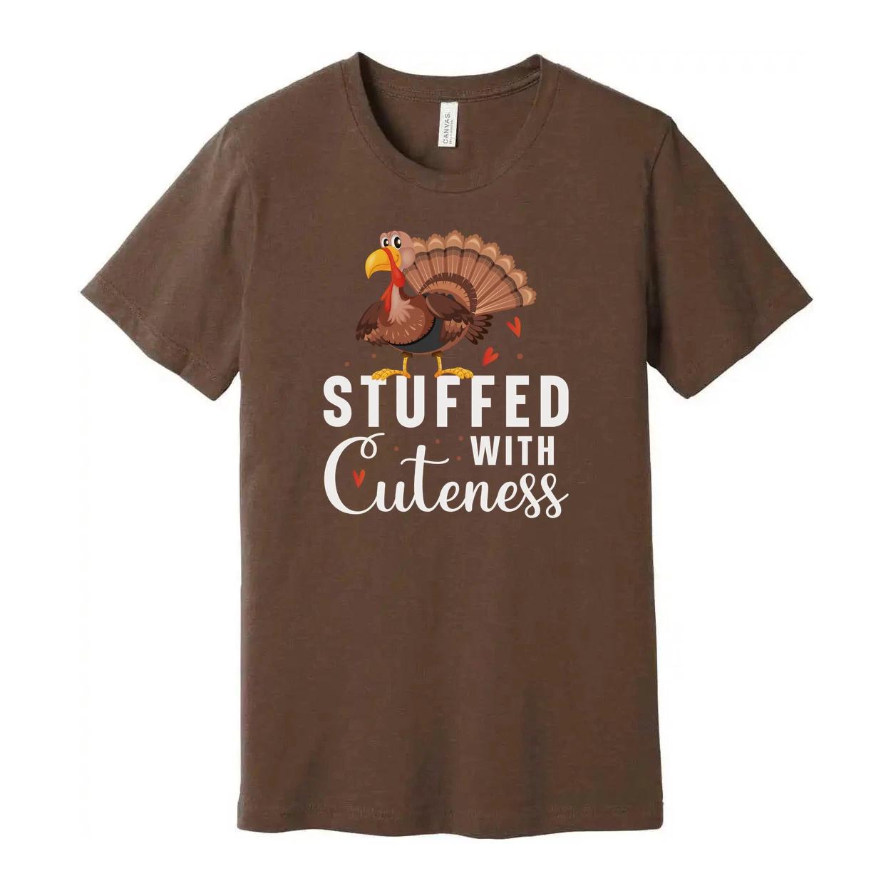 

Thanksgiving Unisex Turkey Graphic T Shirt With Stuffed With Cuteness Design Ele XL