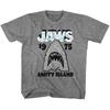 Kids Jaws Gray Wht Movie Shirt