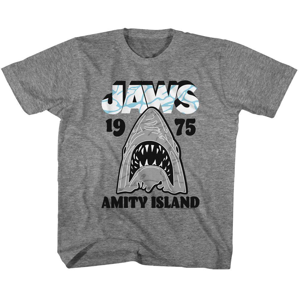 Kids Jaws Gray Wht Movie Shirt S