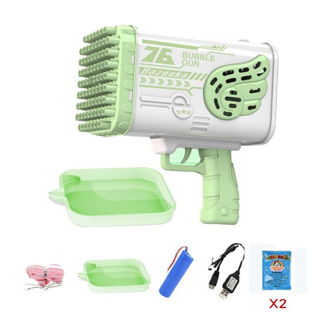 Bubble Gun Rocket 69 Holes Soap Bubbles Machine Gun Shape Automatic Blower With Light Toys For Kids Pomperos Children‘s Day Gift