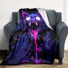 1pc Neon Kitty "Purple Purr" Blanket, Lightweight Flannel Throw Blanket For Sofa, Bed, Travel, Camping, Living Room, Office, Couch, Chair, And Bed