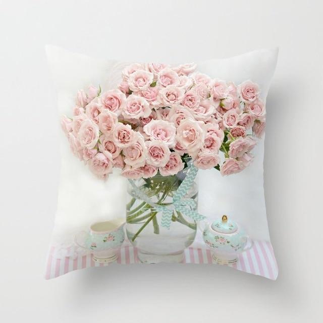 Rose Flower Cushion Cover Nordic Style Home Wedding Decoration Sofa Bed Car Pillowcase Pillow