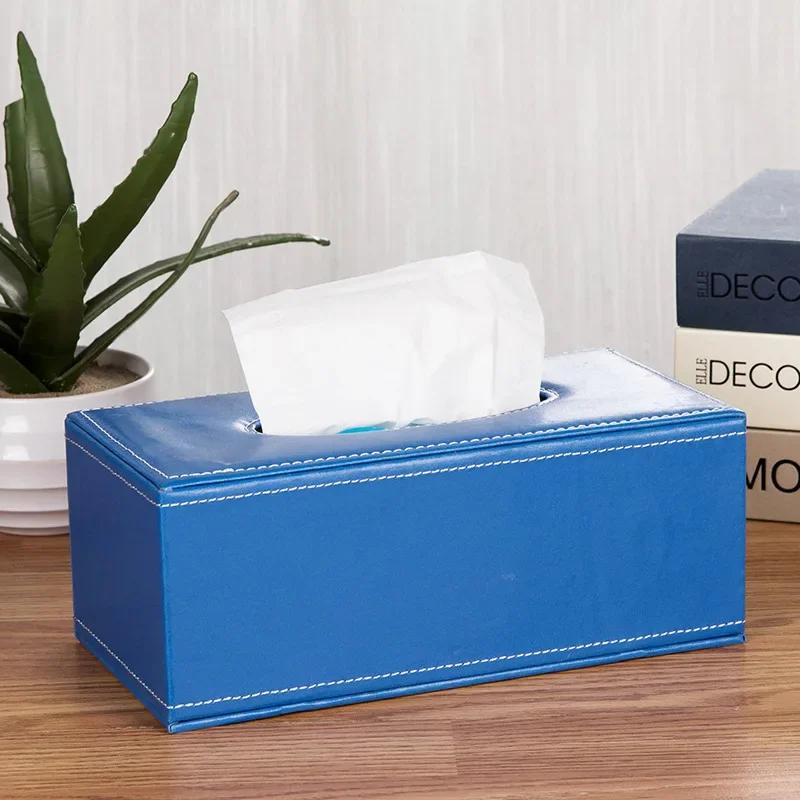 Taschentuchbox aus PU-Leder, für Schreibtisch, Make-up, Kosmetik-Organizer, Fernbedienung, Telefonhalter, Home-Office, Seidenpapier-Serviettenhalter