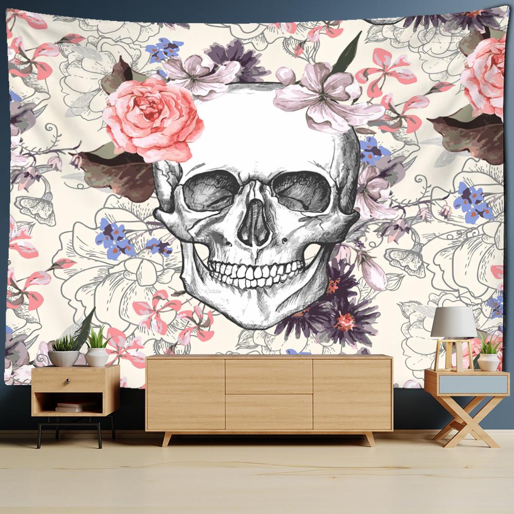 Psychedelic Skull Tapestry Grim Reaper Hippie Witchcraft Wall Hanging Abstract Wall Background Dormitory Decor