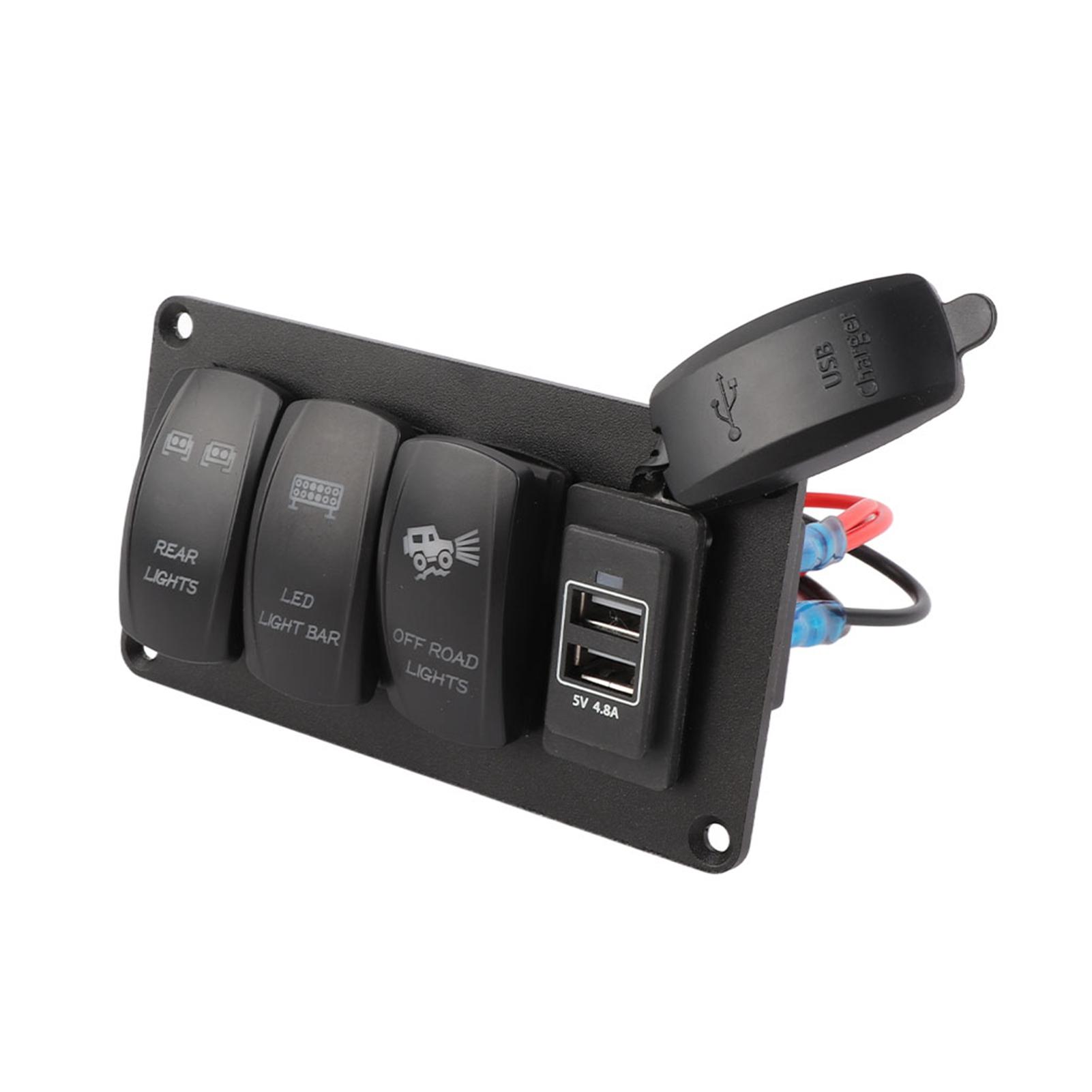 

1224 В Двойной выключатель света 3 переключателя ЗАДНИЕ ФОНАРИ СВЕТОДИОДНЫЕ СВЕТИЛЬНИКИ OFF Road LIGHTS 3.4A Автомобильная зарядка