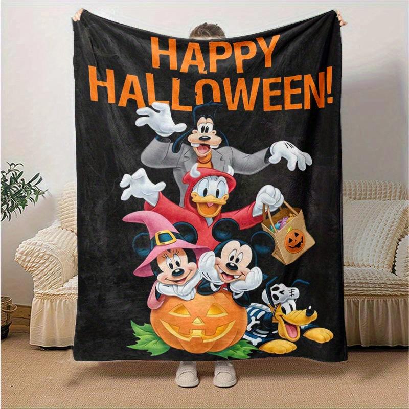 1 szt., Wesołego Halloween! Świętuj z postaciami Disneya na przytulnym kocu dekoracyjnym. Idealny na prezent, flanelowy koc, idealny do sypialni