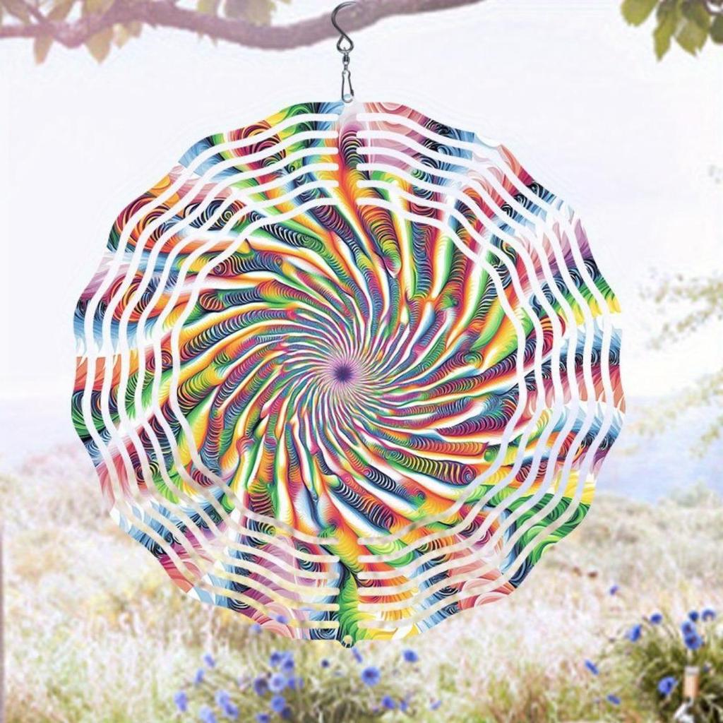 Vibrant Kaleidoscope Wind Chime for Outdoor Decor – Weather-Resistant 2D Hanging Art with 360° Rotating Hook