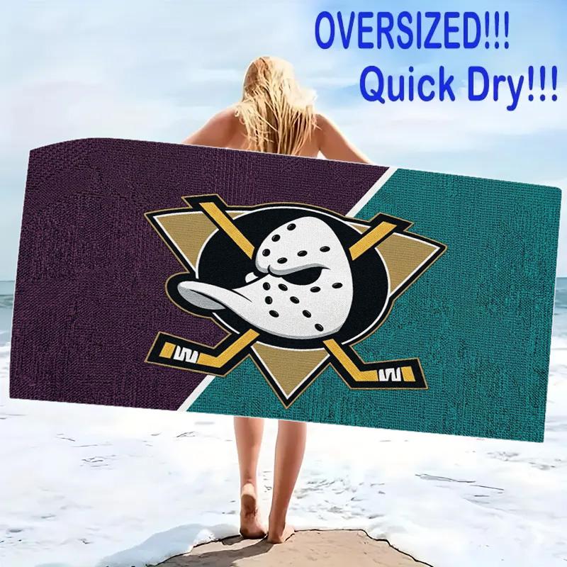 Anaheim Ducks Print Beach Towel, Large Soft Quick Dry Towel for Beach Camping Swimming