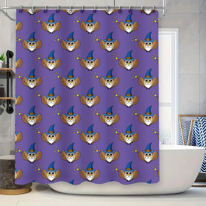 

Purple Magic Owl Printed Shower Curtain Waterproof Bath Decorations For Home Living Room Bathroom W60H190(CM)-1 Pcs