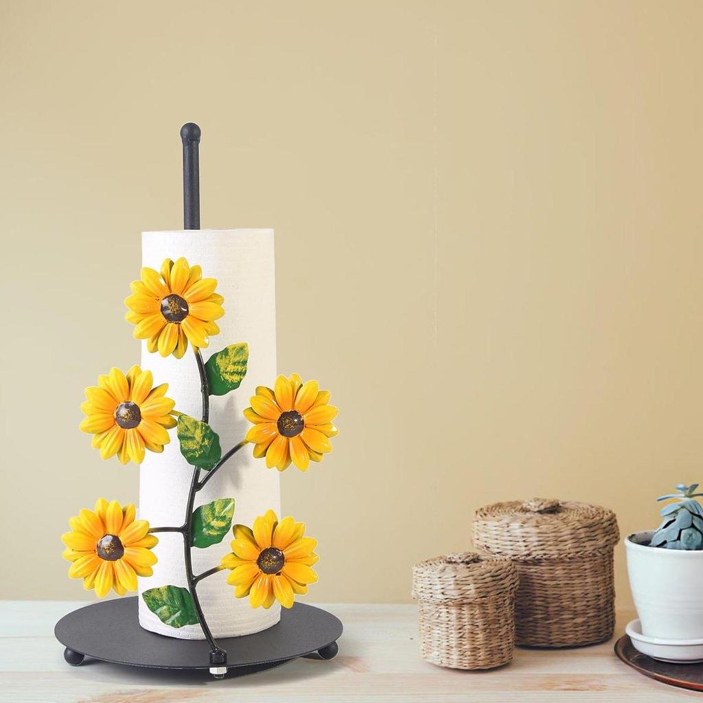 Metal Art Sunflower Paper Towel Holder Kitchen Decorative Accessories Room Living Room Butterfly 3D Paper Towel Holder