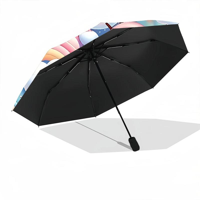 1pc Hello Kitty Clouds Automatic Opening Folding Umbrella - Portable 3-Fold Design with Iron Frame, Perfect for Outdoor Use, Festive Gifts, Fans, Trav