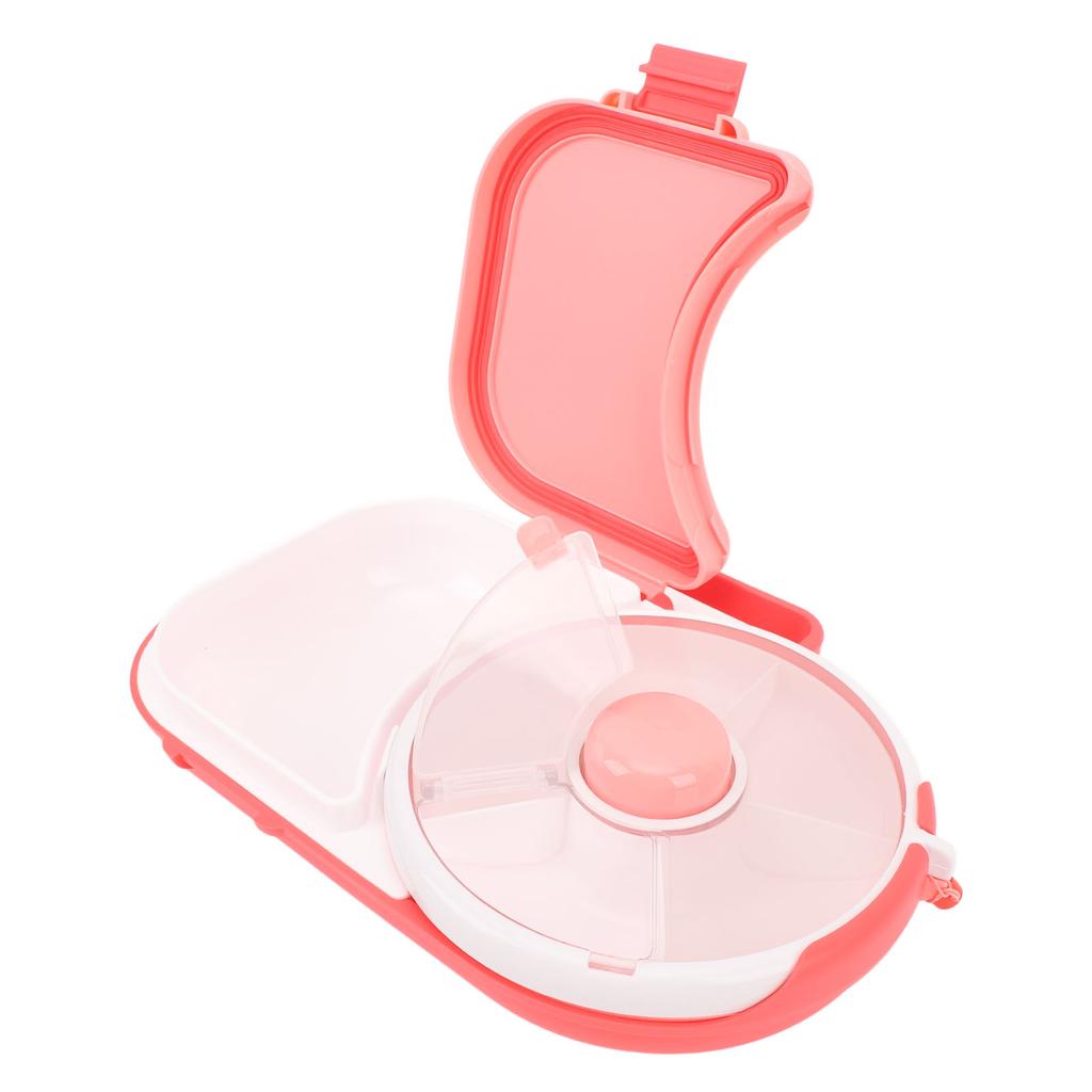 Snack Rotating Container with Lid Sealed Plastic Rotating Snack Storage Box for Outdoor Coral Pink