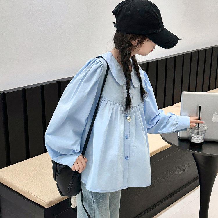 Girls 2025 Spring/Autumn Fashion Set: Doll Collar Shirt & Jeans for Tweens 130