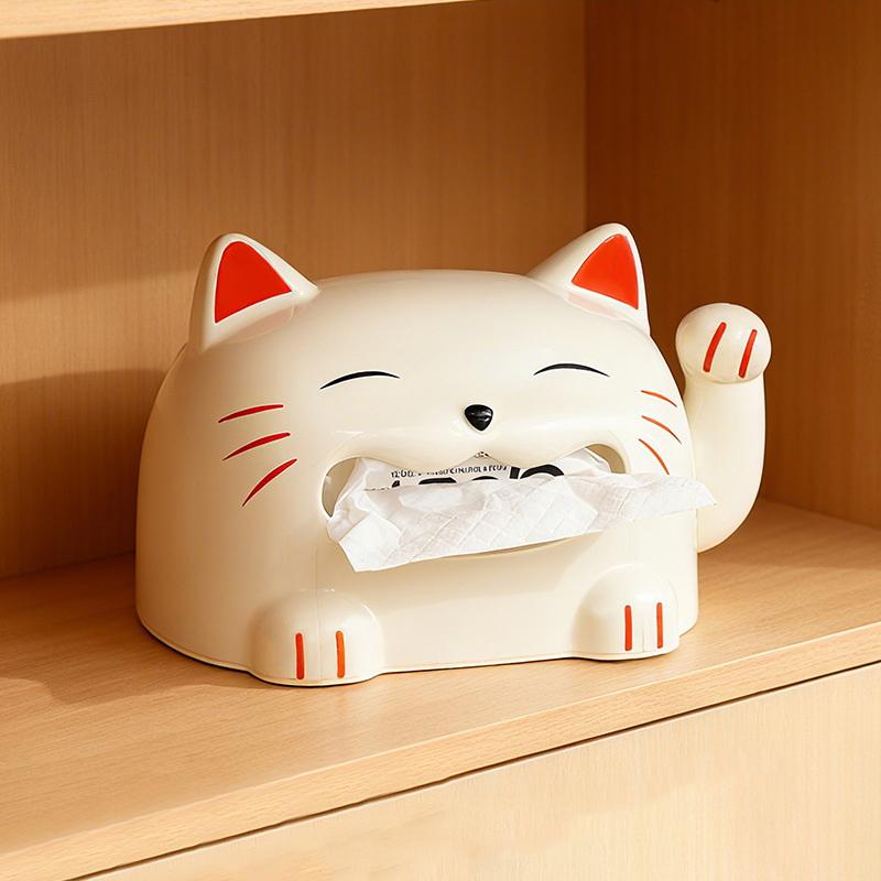 Коробка для салфеток «Счастливый кот», Креативный домашний декор, Настольная коробка для салфеток, Милая мультяшная бытовая коробка для хранения салфеток для гостиной