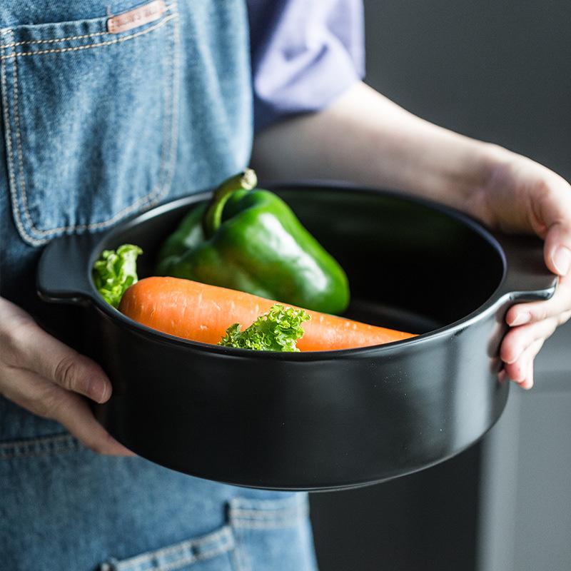Nordic Creative Double-Ear Ceramic Soup Bowl