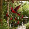 Soothing Garden Decor Graceful Bird Wind Chimes, Chimes for Outside, Metal Imitation Stained Glass Hanging Suncatchers with Crystal Pendants